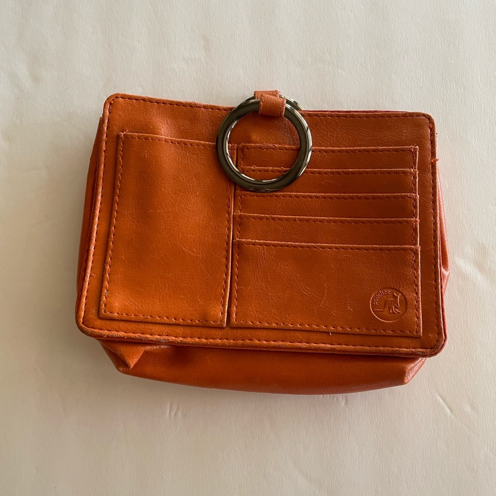 Orange Pouchee Leather Purse Organizer